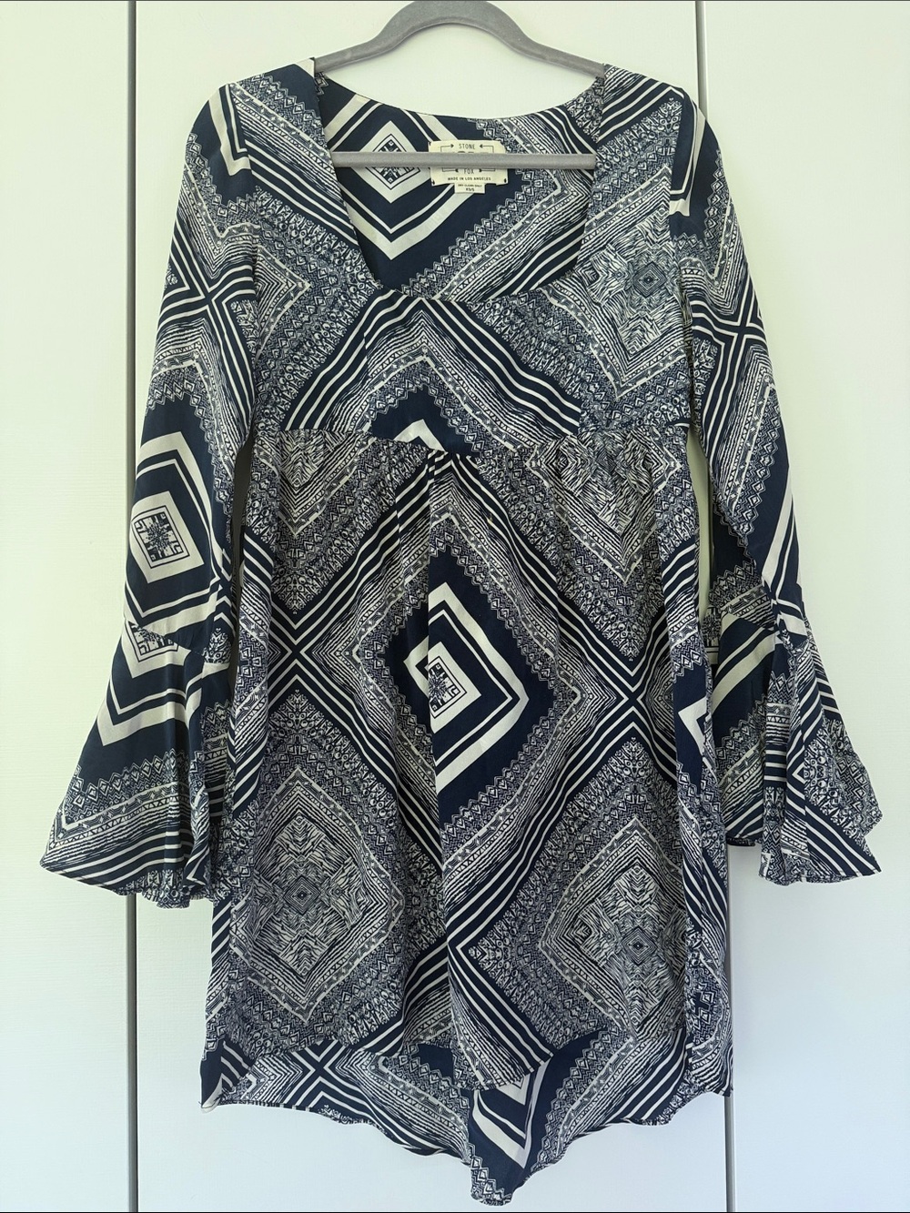 Stone Cold Fox Navy and White Geometric Mini Dress